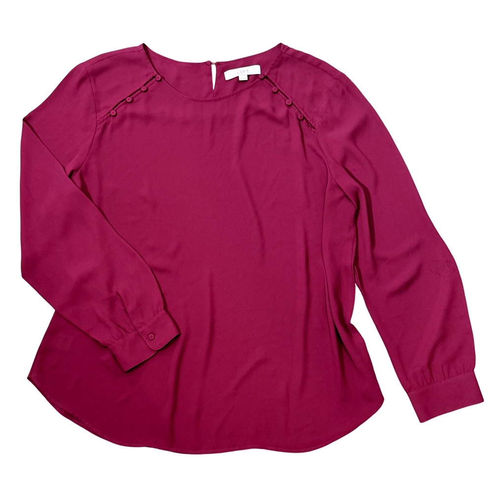 LOFT Minimal Button Detail Office Business Blouse XL Lightweight Fall Layering